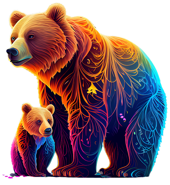 Cliparts from Anna Bear and cub. Медведь и медвежонок. PNG.
